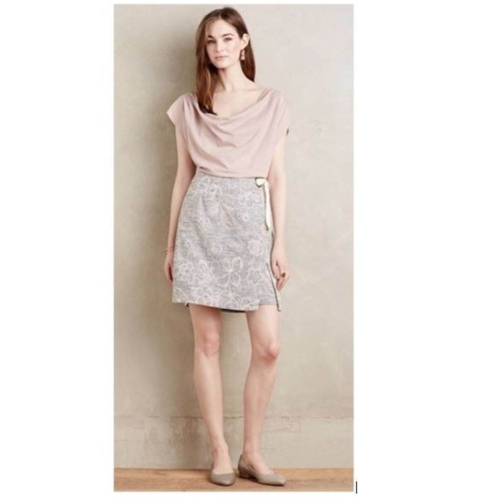 Anthropologie Clementia Jacquard Skirt in Grey Motif by Maeve – Size 6 - NWOT